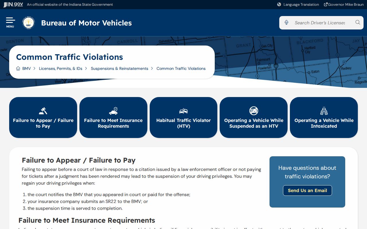 Morgan County traffic warrant and Indiana BMV information